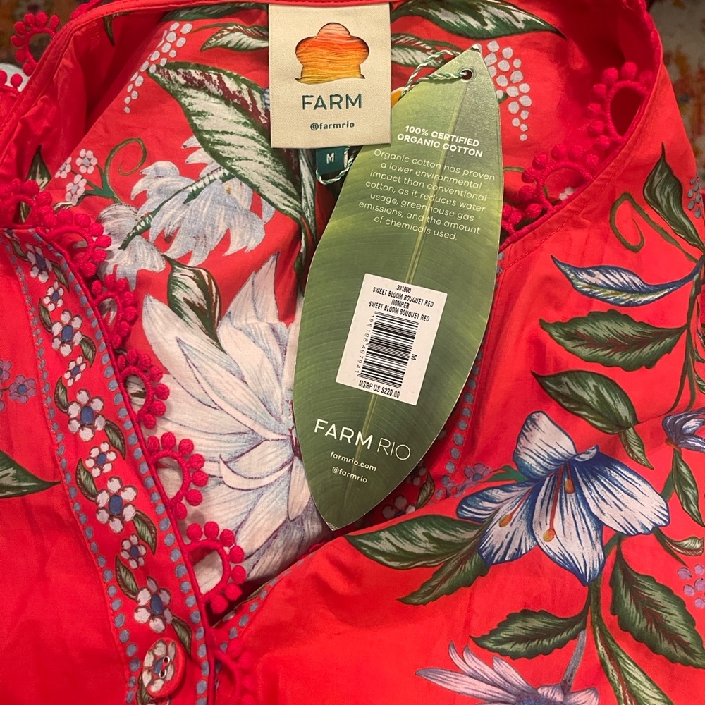 Red Sweet Bloom Bouquet Organic Cotton Romper - Picture 5 of 5